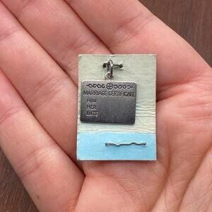 Vintage Wells 925 Sterling Silver "Marriage Certificate" Pendant Bracelet Charm